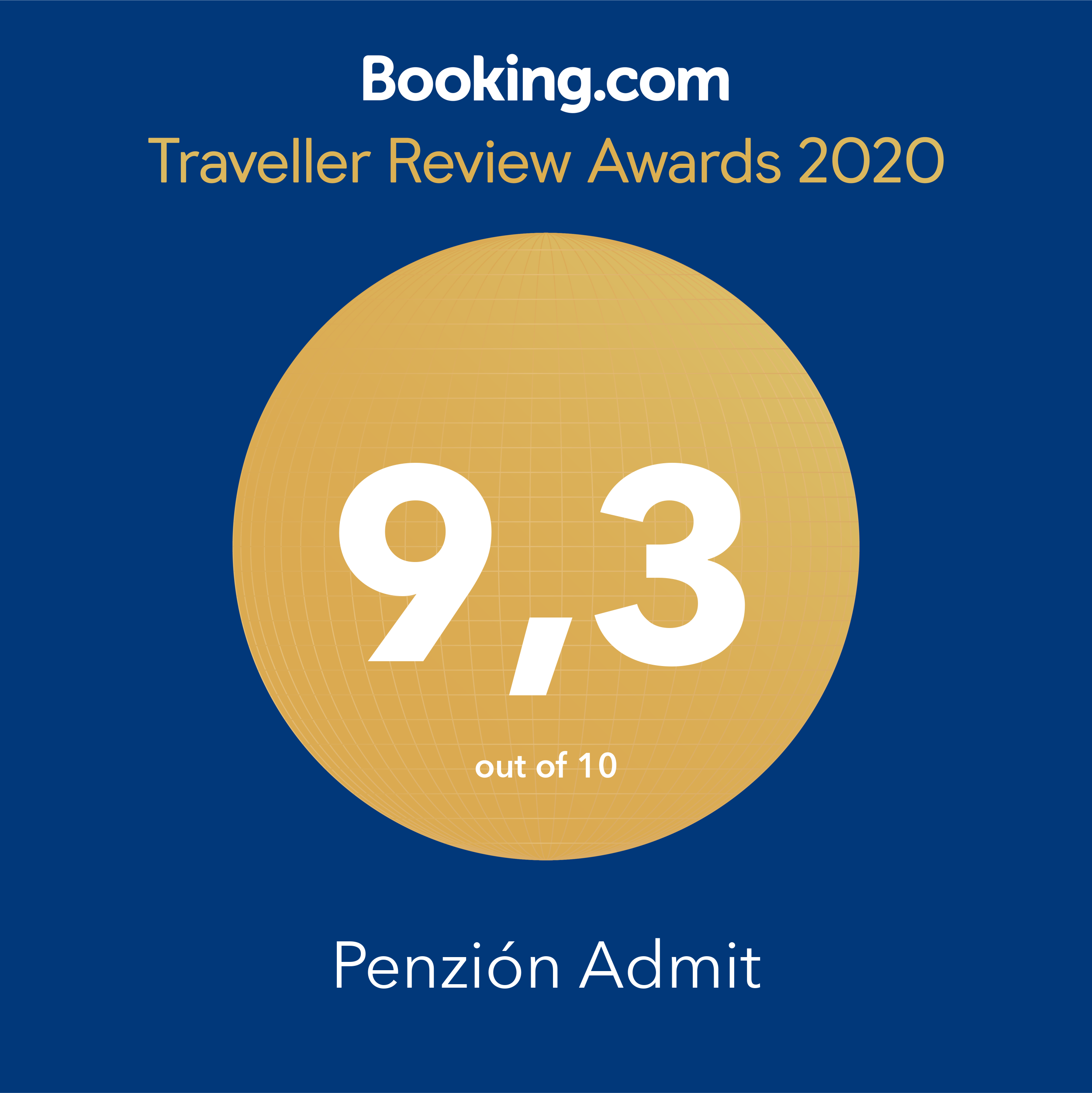 Hodnotenie penziónu z webstránky booking 9,3.